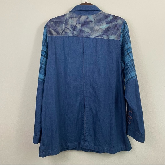 JOHNNY WAS Moonlight Tie Dye Patchwork‎ Boho Utility Jacket Size Large - Picture 10 of 13